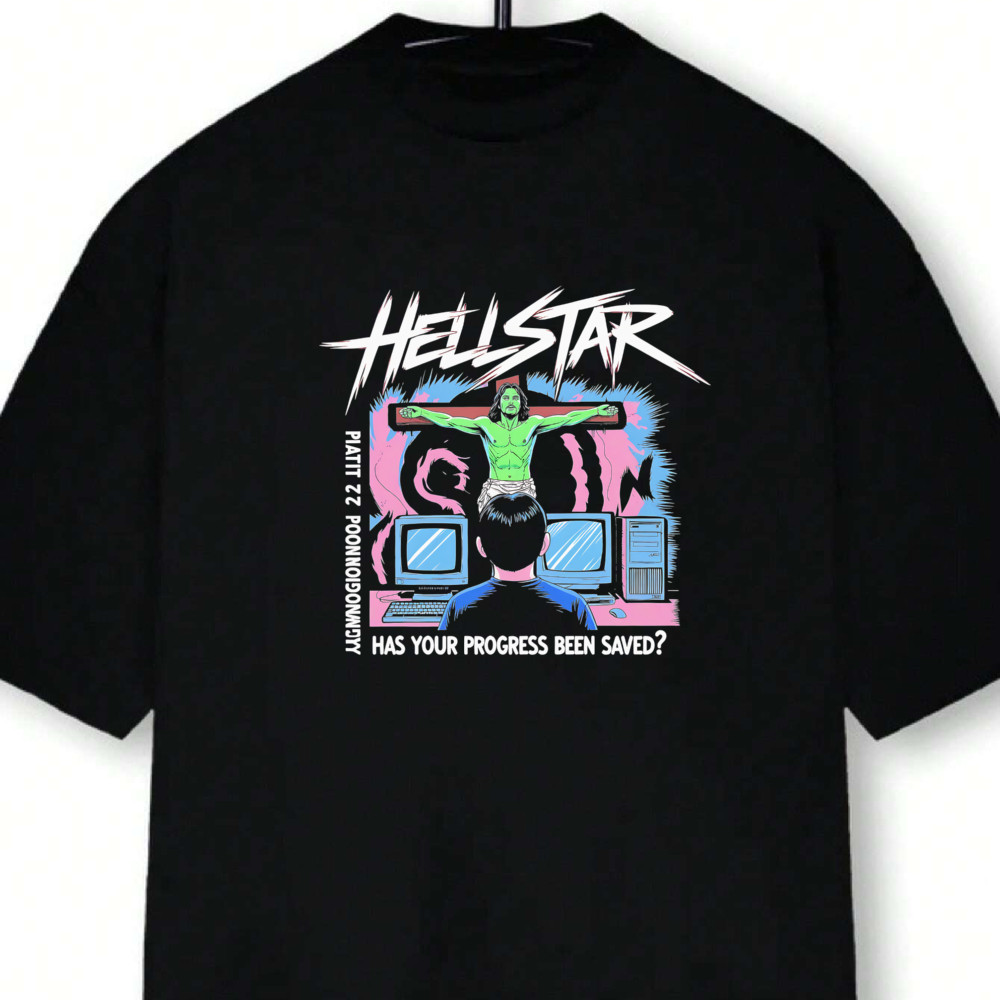 Camiseta Masculina Hellstar Progressão Salvamento Streetwear 2025 Novo