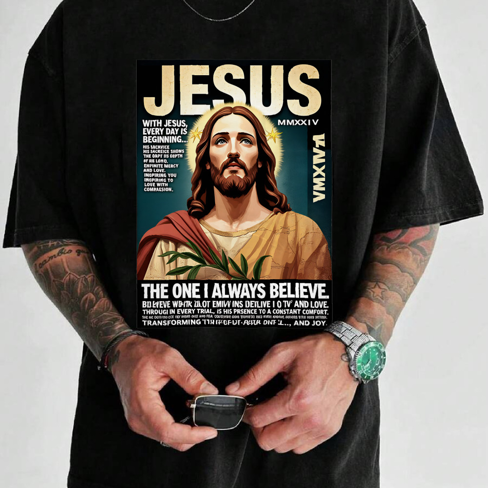 Camiseta Masculina Jesus Magazine The One I Always Believe Streetwear 2025 Novo