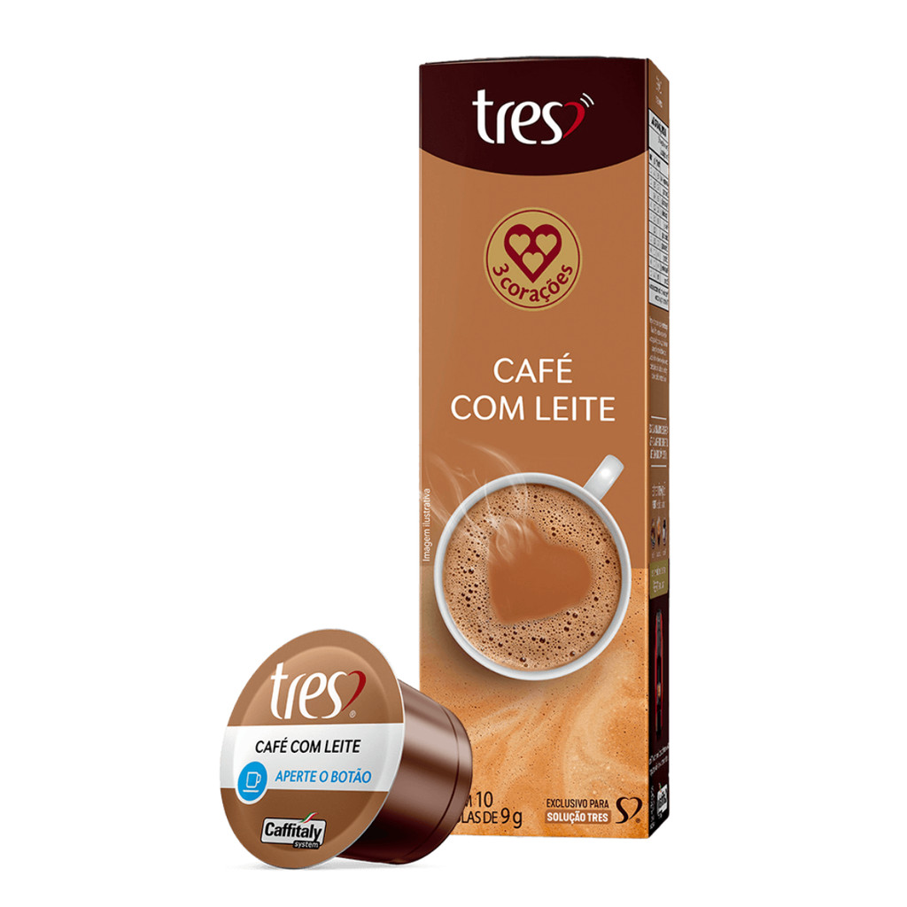 Cápsula de Café Com Leite Tres 3 Corações 10 Unidades em Oferta na Shopee