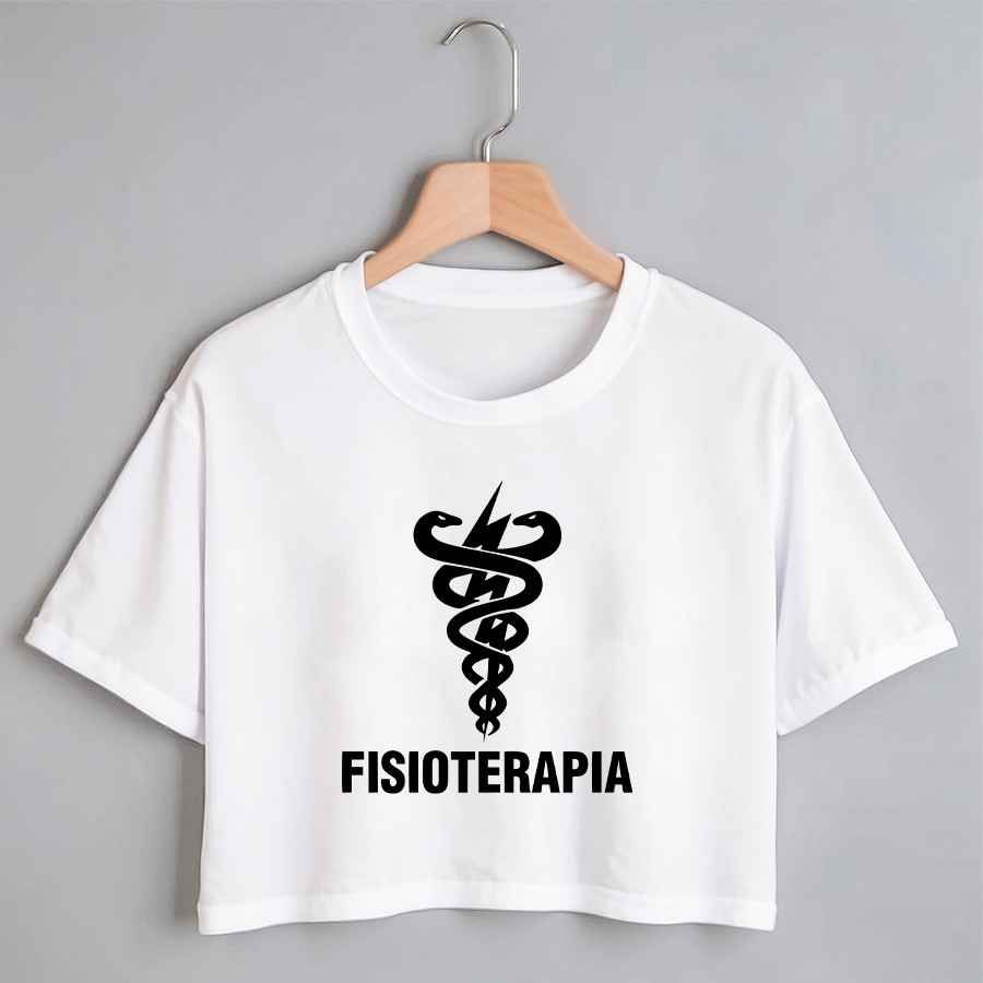 Blusa Blusinha Camiseta Cropeed TShirt Feminina Algodão Tecido Premium Estampa Digital Faculdade Fisioterapia