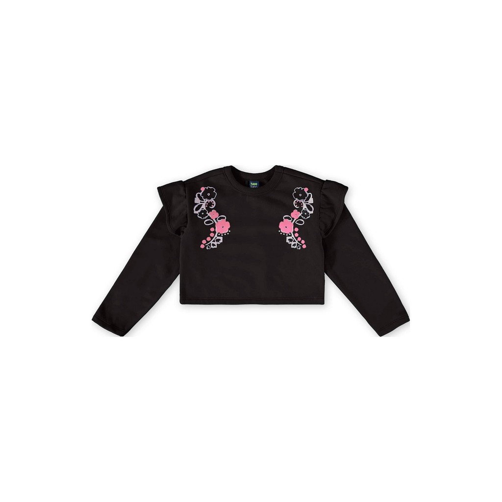 Detalhes do Conjunto Infantil com Blusa Cropped e Calça Bee Loop