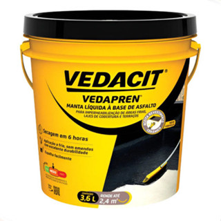 Manta Liquida Vedapren Preto 3,6L Vedacit Laje em Oferta na Shopee