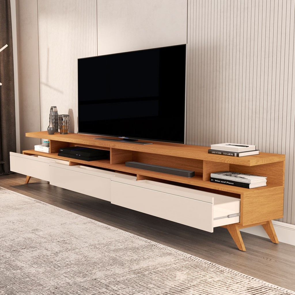 Rack para TV 86 Polegadas Vivare 3 Gavetas -  Giga Móveis em Oferta na Shopee