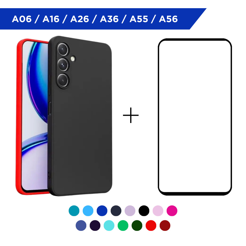 Capa Capinha Silicone Aveludada Case P/ Samsung Galaxy A06/A16/A26/A36/A55/A56 + Película 3D Vidro