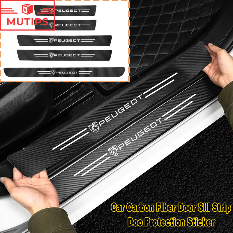 Novo Adesivo De Soleira De Porta De Carro Peugeot Fibra De Carbono Decalque Protetor Tira Anti Arranhões Para 206 208 20 em Oferta na Shopee