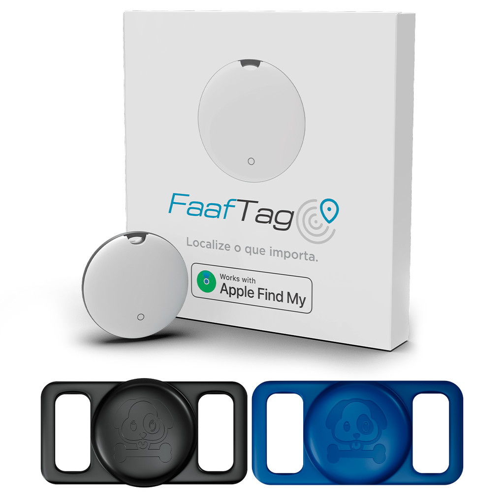 Kit 1 Mini Tag Rastreador Localizador De Objetos Buscar Pets Malas Gps Faaftag FT-TAG + 1 Case Para Coleira em Oferta na Shopee