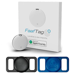 Kit 1 Mini Tag Rastreador Localizador De Objetos Buscar Pets Malas Gps Faaftag FT-TAG + 1 Case Para Coleira
