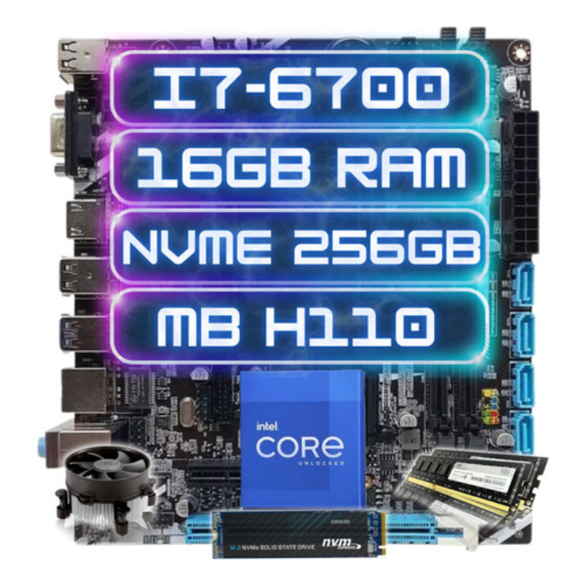 Kit Upgrade Intel I7-6700 Placa Mãe H110 Ddr4 16gb Nvme 256gb