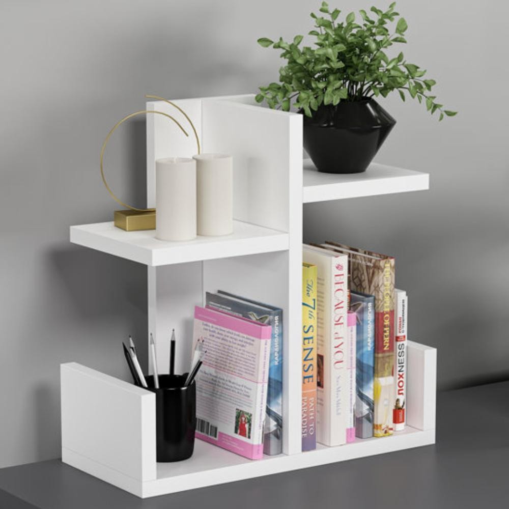 MINI ESTANTE DE MESA PORTA LIVROS 35CM DECORATIVO MDF PRATELEIRA ARMARIO ORGANIZADOR ESTANTE