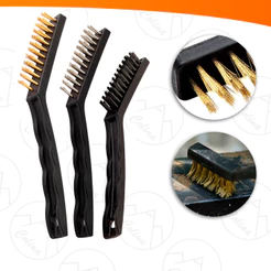Kit 3 Escovas De Aço Limpeza Multiuso Profissional Reforçado Com Cabo
