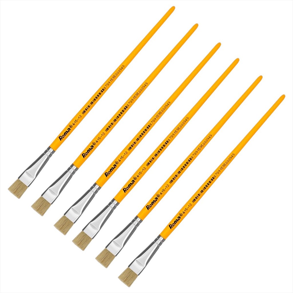 Pincel Escolar Para Pintura Artesanato Escola N°12 Kit C/ 6 Un