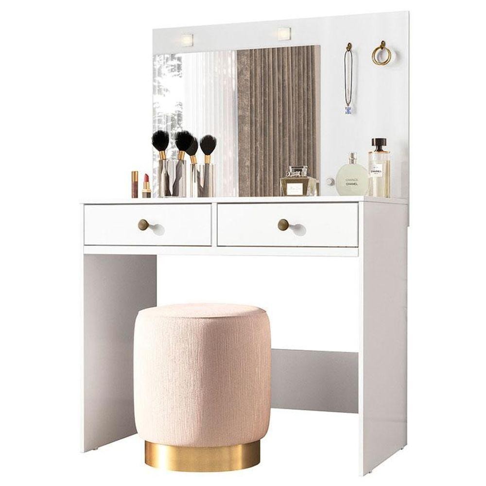 Penteadeira Camarim Ideal Branco Brilho - Moval em Oferta na Shopee