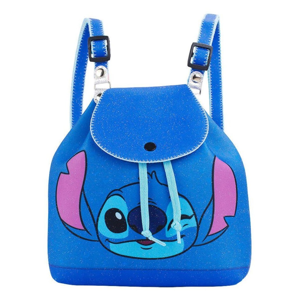 Mini Mochila Azul Stitch Piscando Olho 19x9x19cm - Disney