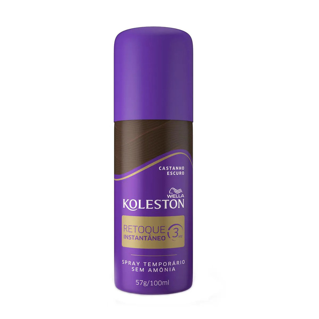 TINTA SPRAY TEMPORÁRIO KOLESTON RETOQUE CASTANHO ESCURO WELLA 100ML em Oferta na Shopee