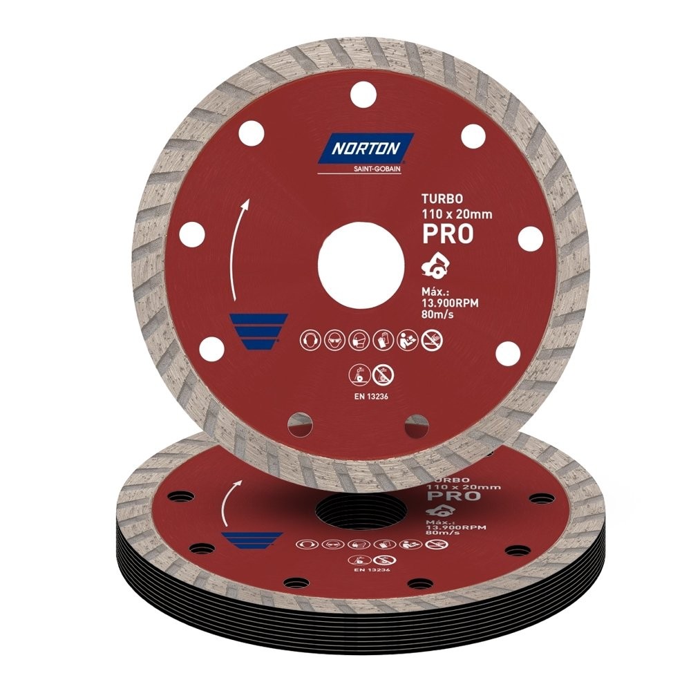 10 Discos de Corte Norton Diamantado Turbo Pro 110mmx20mm em Oferta na Shopee
