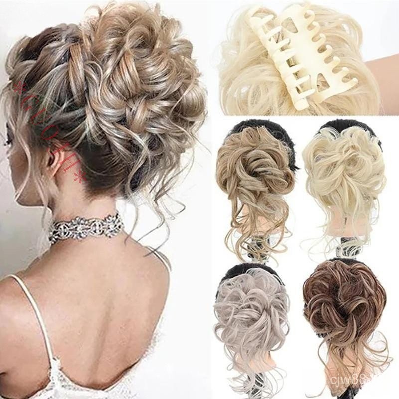 Sintético Encaracolado Cabelo Garra De Coque Fofo Peruca Clip In Extensão Scrunchy Rabo De Cavalo Alto Natural P em Oferta na Shopee
