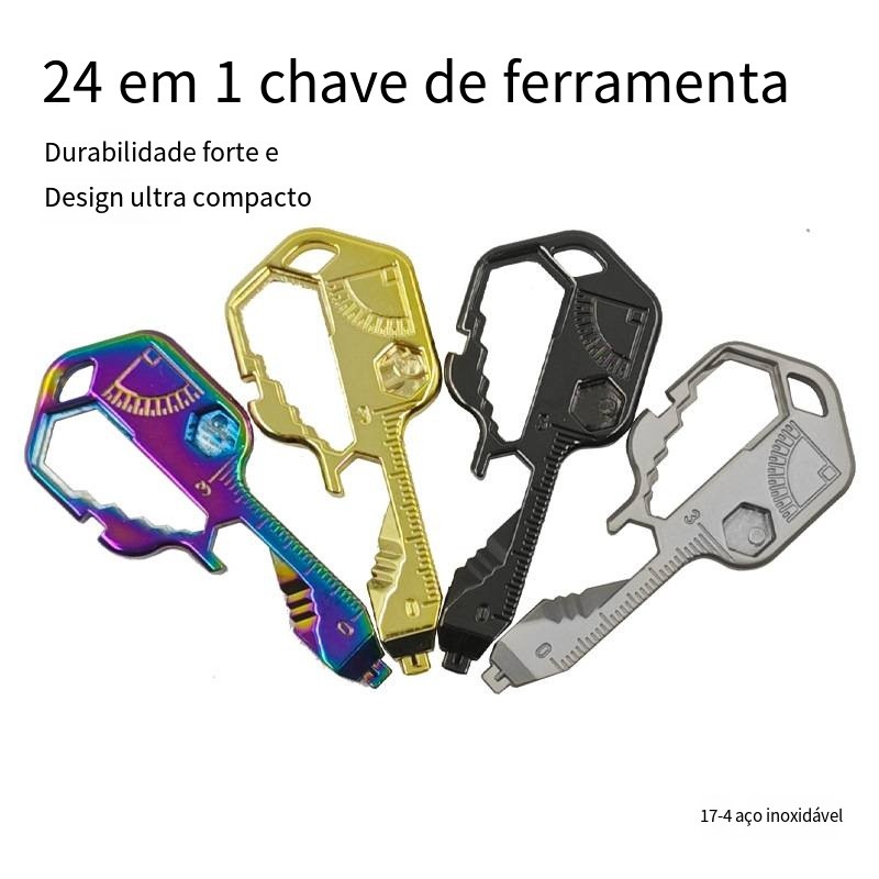 24 Em 1 Ferramenta Chave Chaveiro Chave De Fenda Mini Faca E Abridor De Garrafa Multi Ferramenta Ar Livre De Medição Key