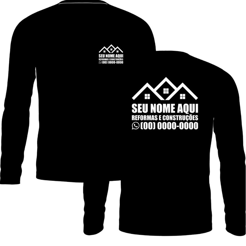 Camiseta Camisa Masculina Manga Longa Personalizada Pedreiro Trabalho Uniforme Seu Nome Seu Telefone Construção Civil