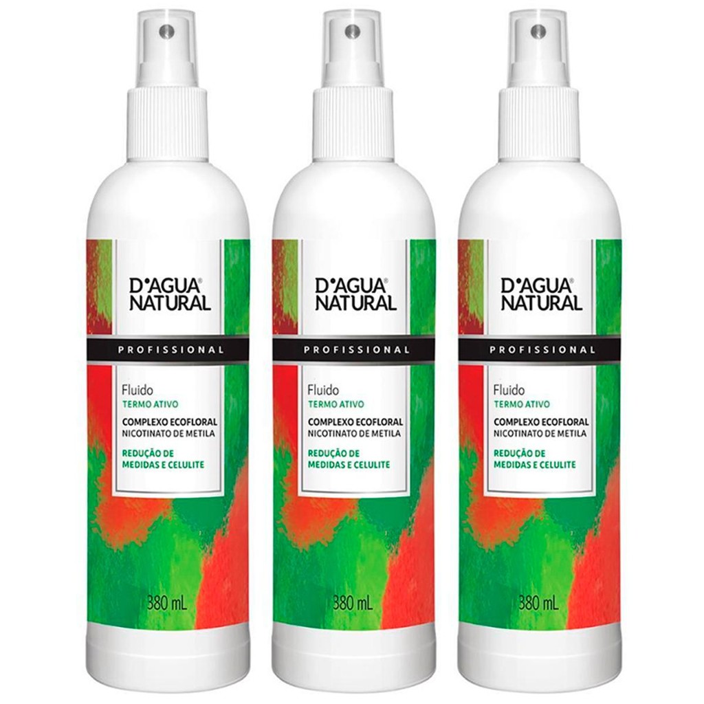 Imagem Kit 3 Potes Fluido Termo Ativo Dagua Natural Complexo Ecofloral 380ml Redução de Medidas e Celulite