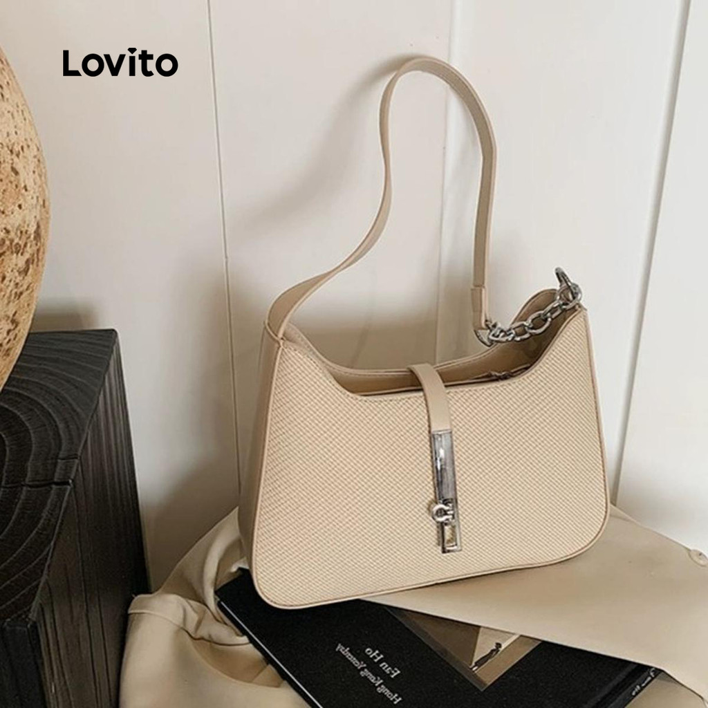 Lovito Bolsa de axila Casual lisa de alta qualidade com textura versátil bolsa de ombro pequena para mulheres LFA76002 - Women Bags