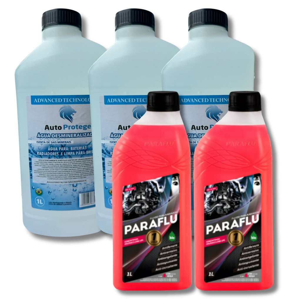 KIT 2 PARAFLU CONCENTRADO E 3 ÁGUAS DESMINERALIZADA