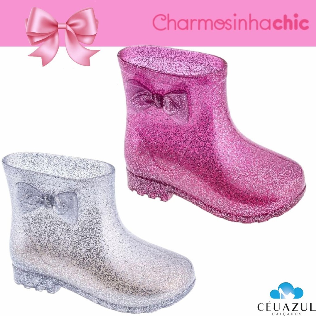 Bota Infantil Charmosinha Menina Galocha Laço Confortável Estilosa 25 ao 32 em Oferta na Shopee