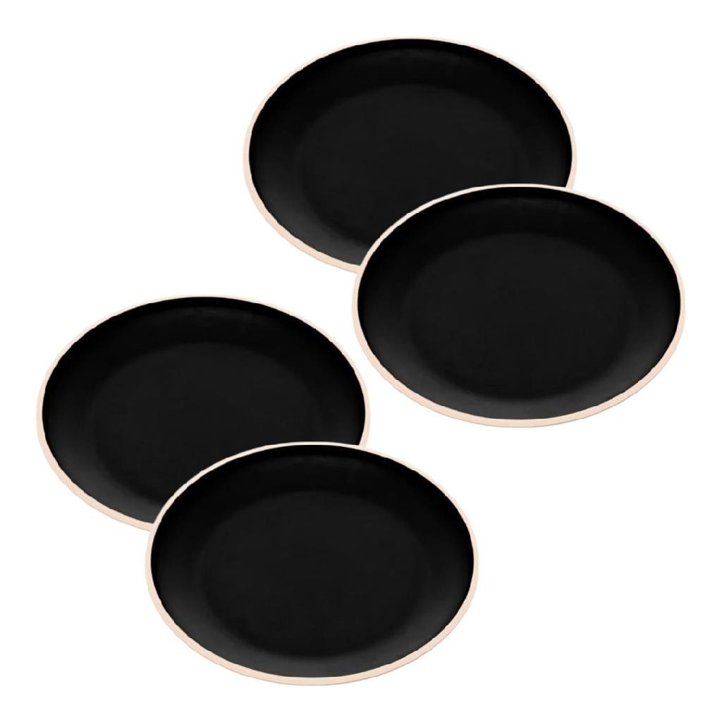 Prato Raso Gourmet Melamina Preto Bege Verde Grande 27cm Wolff 4 Unidades