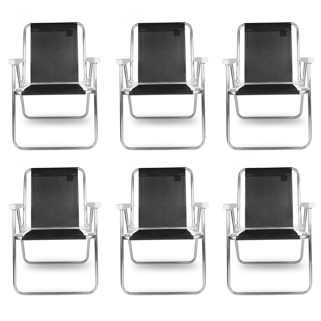 6x Cadeira Alta Para Praia Camping Verão Bel Preto 71cm Alumínio Resistente Confortável E Dobrável em Oferta na Shopee