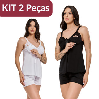 Kit 2 Pijamas Amamentação Com Renda Pós Parto em Oferta na Shopee