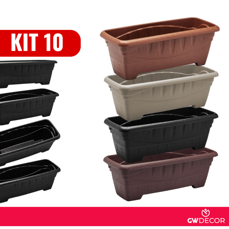 Kit 10 Vasos Jardineiras Retangular Pequena 1,6 Litros Color em Oferta na Shopee