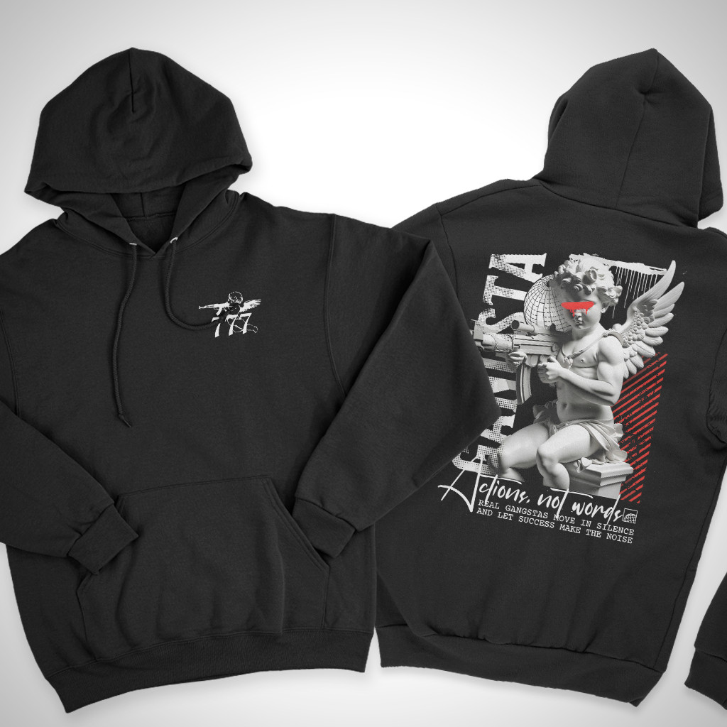 Moletom Canguru Algodão Gangsta Casaco StreetWear Unissex Frenezy Anjo AK em Oferta na Shopee