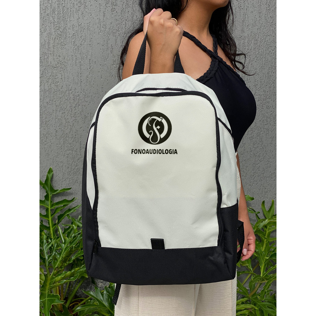 Mochila Bicolor - FONOAUDIOLOGIA - Stilo Club Academia Trabalho Escolar Faculdade Viagem Masculino Feminino