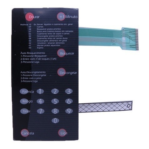 Membrana Teclado Micro-ondas Brastemp para Bmp 31 Preto C/ Dourar