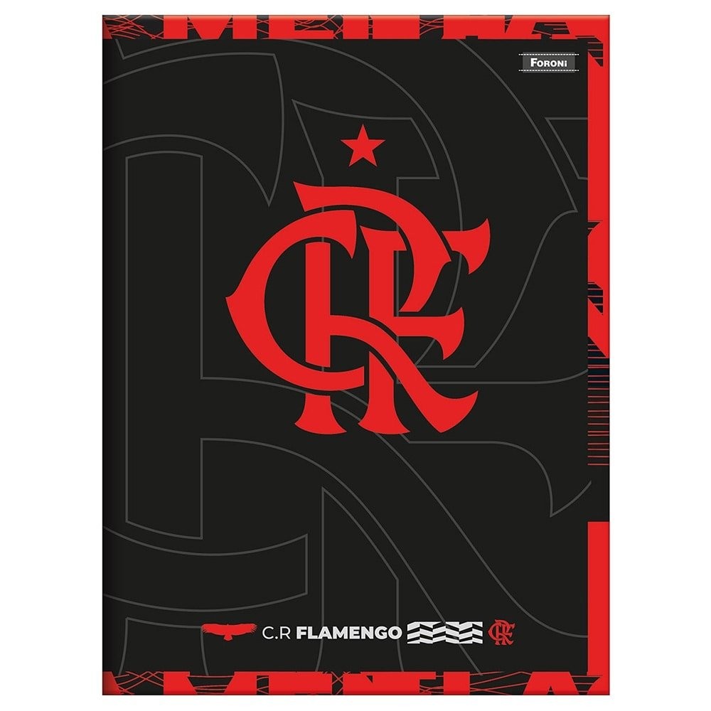 Caderno Foroni Costurado Universitário Capa Dura Flamengo 80 Folhas - Embalagem com 5 Unidades