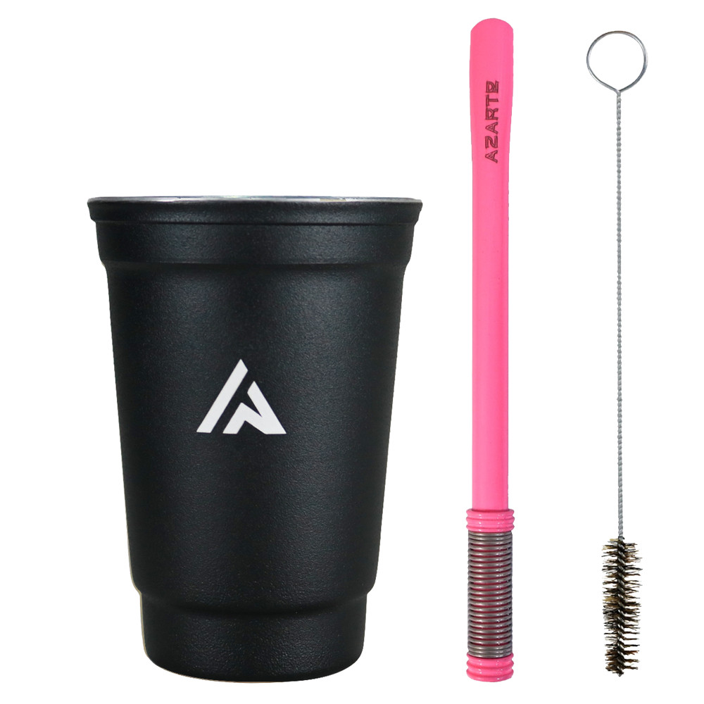 Kit Terere Copo Cuia Alumínio + Bomba Mola Externa Escovinha