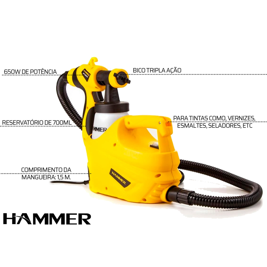 Pistola Pulverizadora Compressor Ar Direto Hammer 650w em Oferta na Shopee