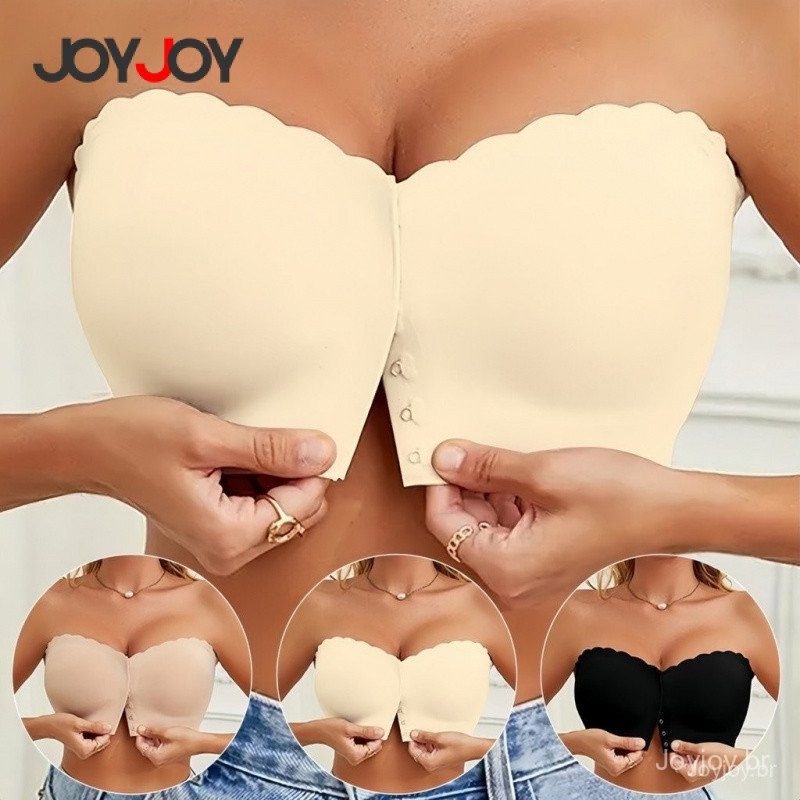 Joyjoy Sutiã Reforçado Tomara que Caia Plus Size Push-up Sexy,Sem Costura, Sem Aro, com Fecho Frontal e Alças Removíveis em Oferta na Shopee