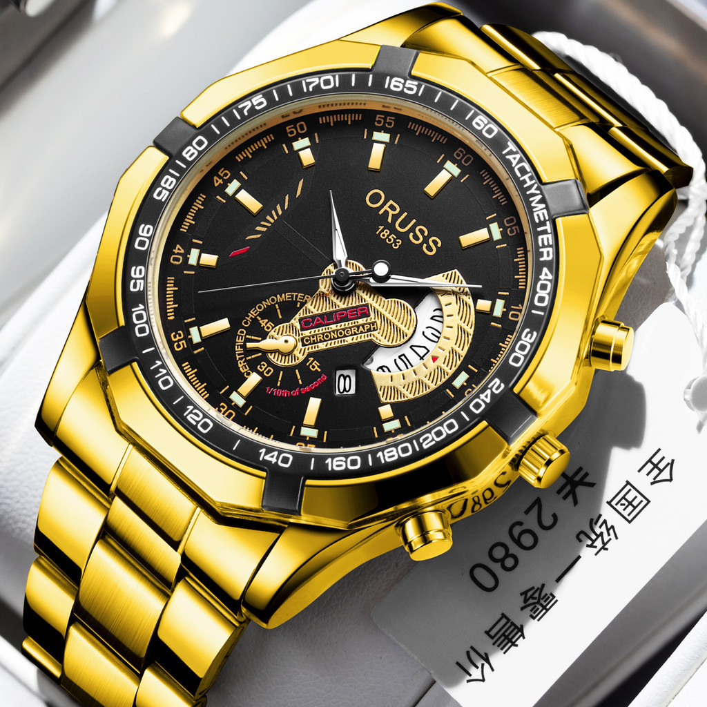 Relógio Masculino ORUSS Com Pulseira De Aço , Relógios Pro Diver , Cronógrafo Inoxidável E À Prova D'água em Oferta na Shopee