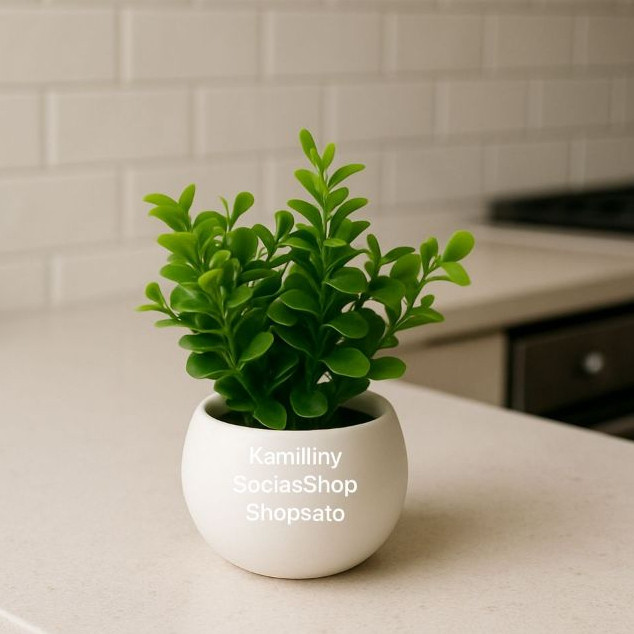 1 Ramo Eucalipto Artificial + 1 Vaso Redondo Branco De Plástico em Oferta na Shopee