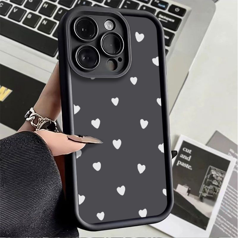 Capinha Capa de silicone Anti-impacto Coração para Motorola Moto E13 G04 G14 G22 G34 G53 G54 G84
