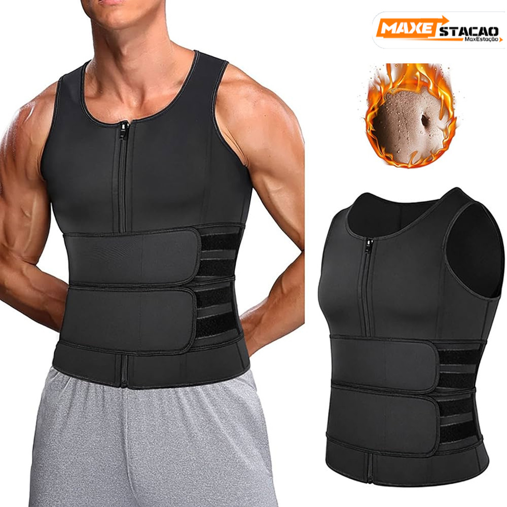 Faja Abdominal Masculino Regulável : Colete Modelador Com Tecnología Sauna , Redutora para Queimar Gordo ySecar Barriga