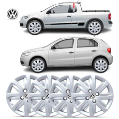 Kit 4 Calota Aro 14 Gol G5 Voyage Saveiro 2012 2013 Roda Baixa Emblema