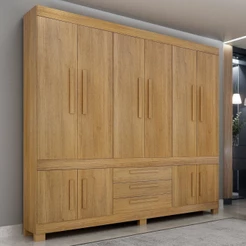 Guarda Roupa Casal 10 Portas 3 Gavetas 100% MDF Lucca Marrom/Cinamomo Cinamomo