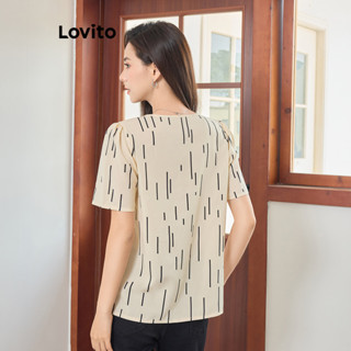 (Trendy) Lovito Blusa Casual Listrada Padrão Blusa Assimétrica Para Mulheres L104ED240 em Oferta na Shopee