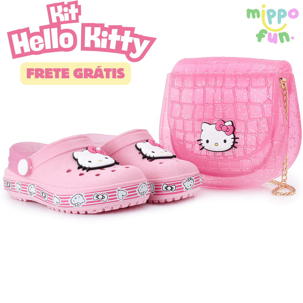 Kit Babuche com Bolsa Infantil Rosa Personagem Menina Leve Estiloso Confortável Antiderrapante
