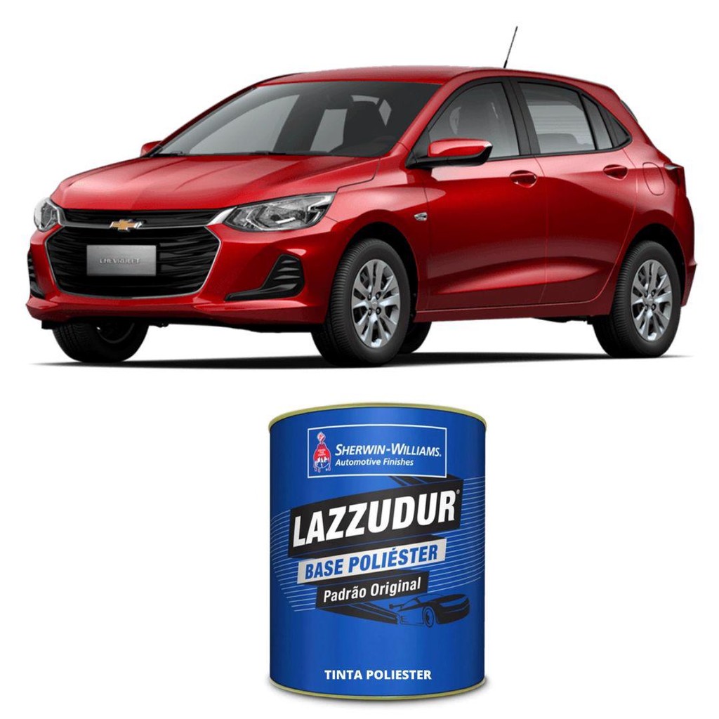 TINTA AUTOMOTIVA POLIESTER VERMELHO CARMIN METALICO GM 900ML LAZZUDUR em Oferta na Shopee