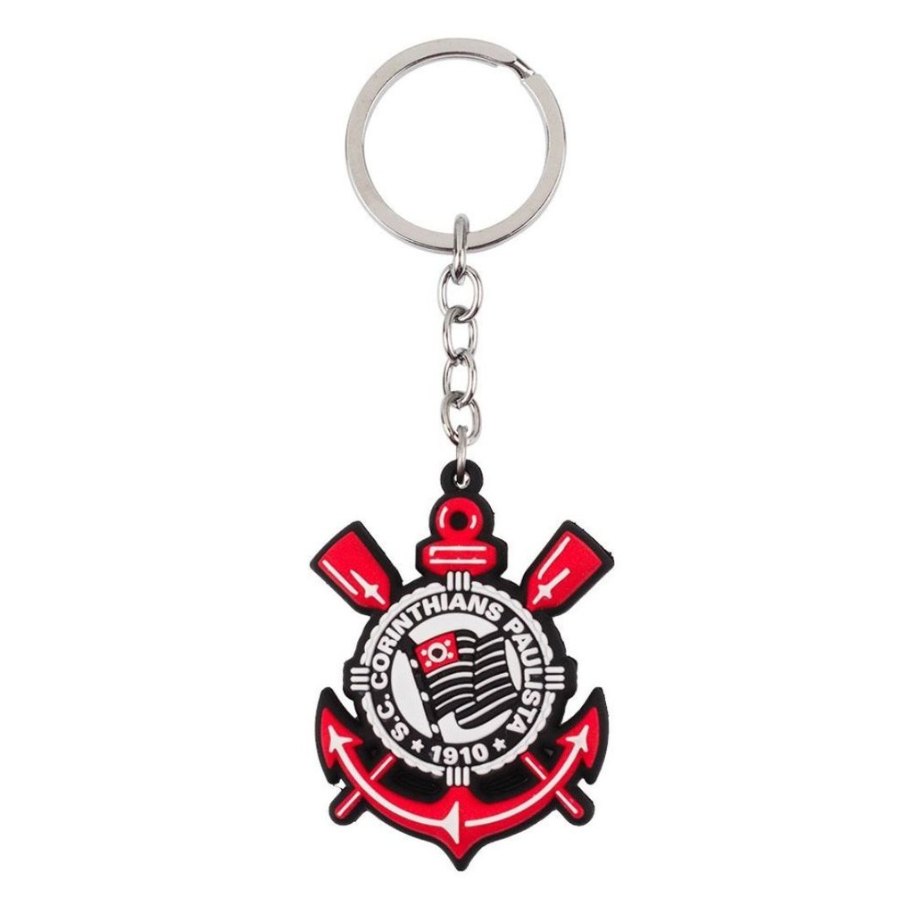 Chaveiro Borracha 3D Escudo Time 6cm - Corinthians