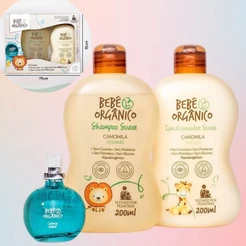 KIT BANHO DO BEBE: Shampoo + Condicionador + Colônia Suave Orgânica - 430 ml