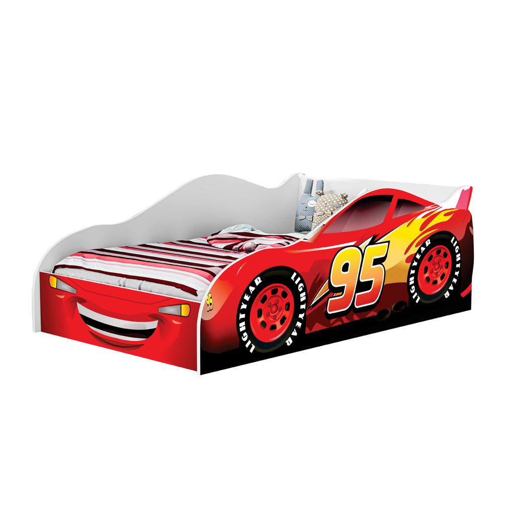 Cama Carro Solteiro Infantil Meninos Adesivada Personagens MDF Quarto - AV