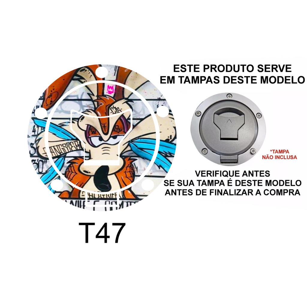 Adesivo Tampa Do Tanque Para Moto Wile E. Coyote Protetor Da CG Titan Fan Start 125 160 300 600 1000cc